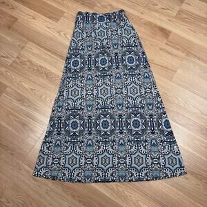 Women's Skirt Artisan NY Blue Abstract Print Size Small Maxi Boho Hippie Funky